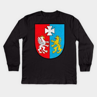 Opole Voivodeship // Vintage Look Faded Style Poland Flag Design Kids Long Sleeve T-Shirt